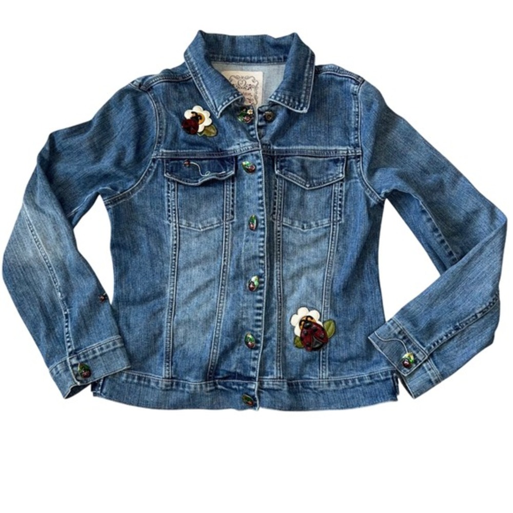 Brighton Denim Jean Jacket Ladybug Enameled Buttons Special Edition Size Small